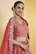 Coral Silk Kalidar Lehenga Set