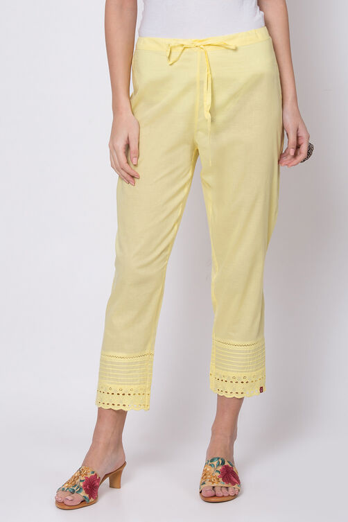 White Cotton Solid Pant image number 0
