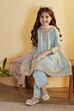 Blue Yarndyed Sequined Kalidar Kurta Set