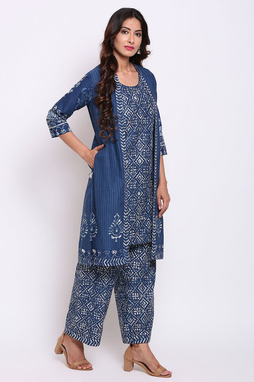 Indigo Cotton Straight Fusion Wear 3 Piece Set image number 4