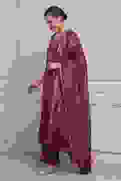 Maroon Embroidered Kalidar Suit Set image number 3