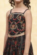 Black Polyester Printed Kalidar Lehenga Set image number 1