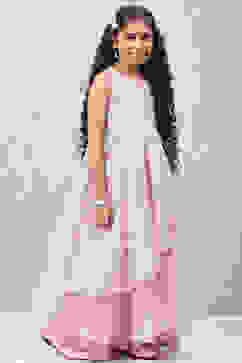 Onion Pink Art Silk Flared Gown image number 3