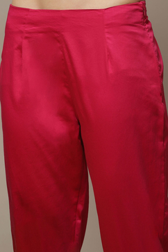 Fuchsia Cotton Straight Kurta Pants Suit Set image number 7
