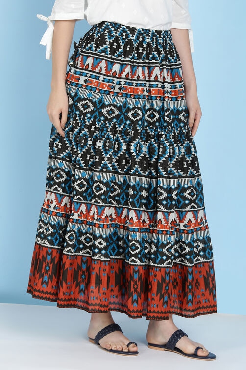 Black Cotton Long Skirt image number 3