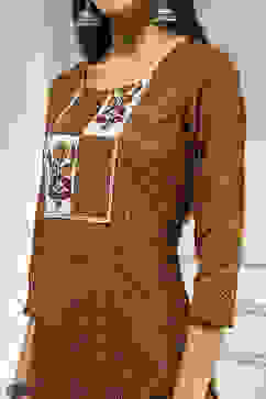 Yellow Cotton Hand Embroidered Unstitched Suit Set image number 2