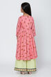Pink And Green Cotton Anarkali Kurta Sharara Suit Set image number 4