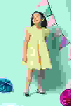 Yellow Cotton Tiered Dress image number 2