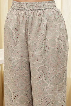 Beige and Green Cotton Angrakha Anarkali Kurta Set image number 2