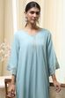 Dull Blue Solid A-Line Suit Set image number 1