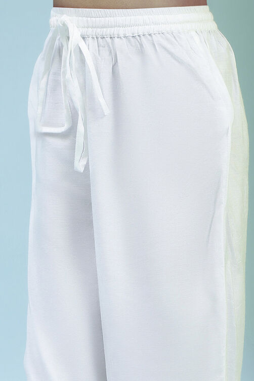 Off White Nylon Flared Suit Set image number 2