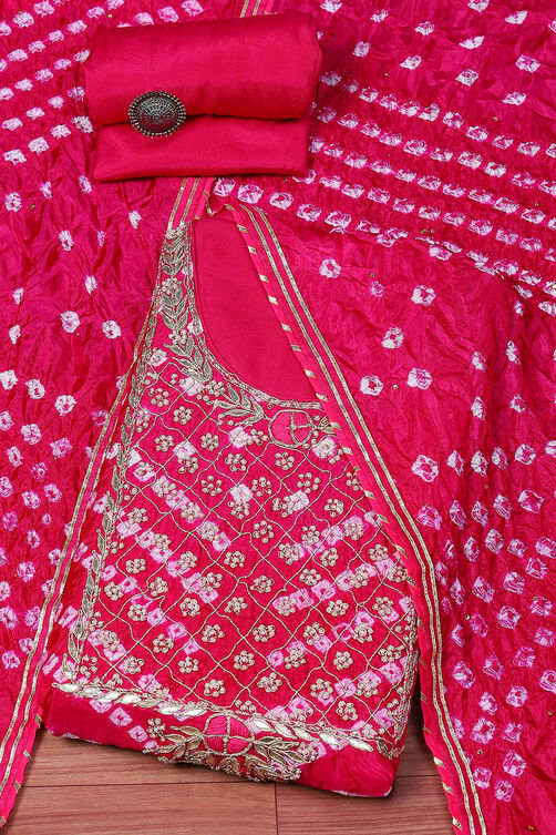 Orange Silk Blend Unstitched Suit set image number 0