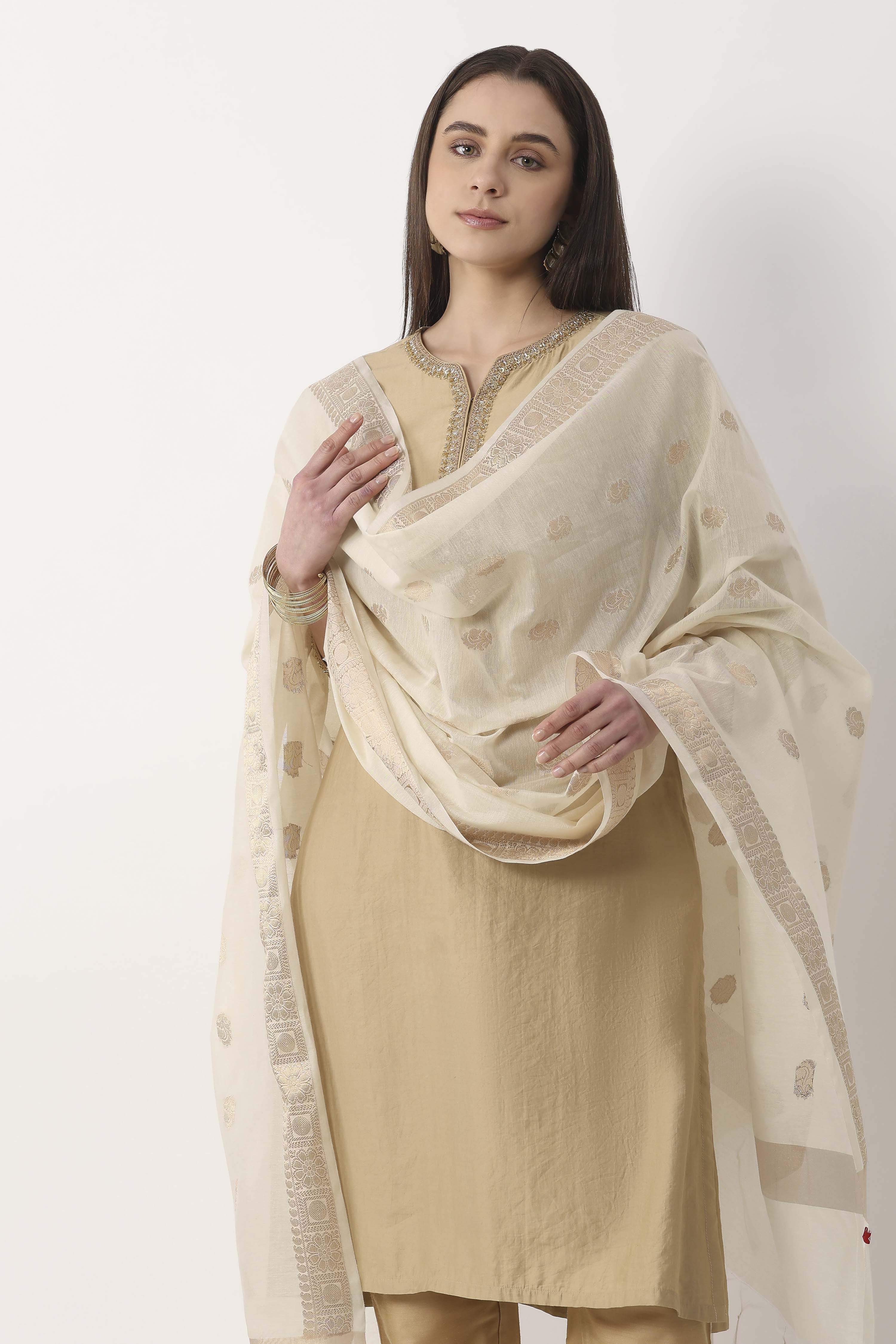 Copper Art Silk Dupatta image number 1