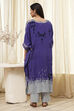 Blue Printed Kaftan-Style Kurta Set image number 4