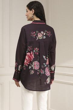 Brown Cotton Floral Printed Shirt image number 3