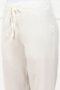 Off White Viscose Lycra Solid Leggings image number 1