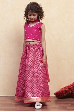 Fuchsia Polyester Lehenga Set image number 3