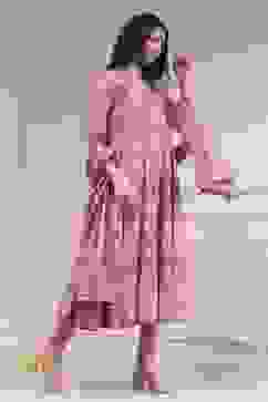 Light Pink Cotton Printed Anarkali Suit Set image number 5