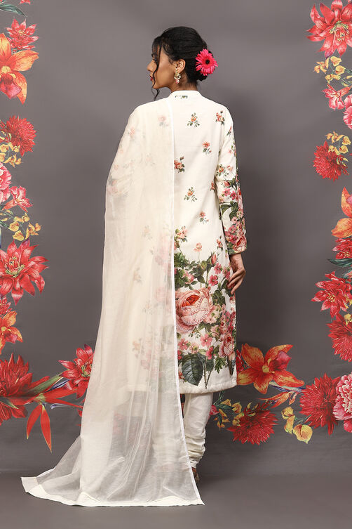 Rohit Bal Indigo Cotton Blend Straight Kurta Suit Set image number 4