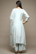 Light Blue Muslin Lace Unstitched Suit Set image number 5