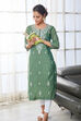Sape Green Yard-Dyed Straight Kurta image number 2