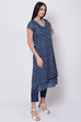 Blue Art Silk A-Line Kurta Slim Pant Suit Set image number 5
