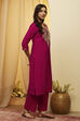 Pink Embellished Yoke Straight Kurta image number 3