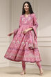Light Pink Cotton Printed Anarkali Suit Set image number 0