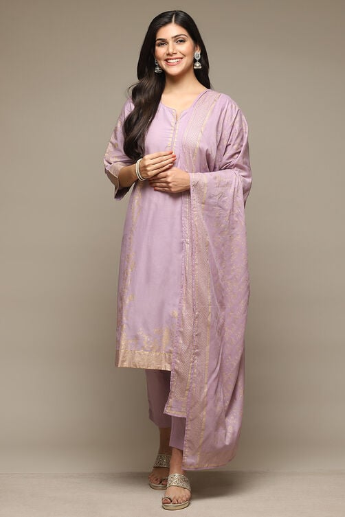 Red Cotton Straight Kurta Pants Suit Set image number 7