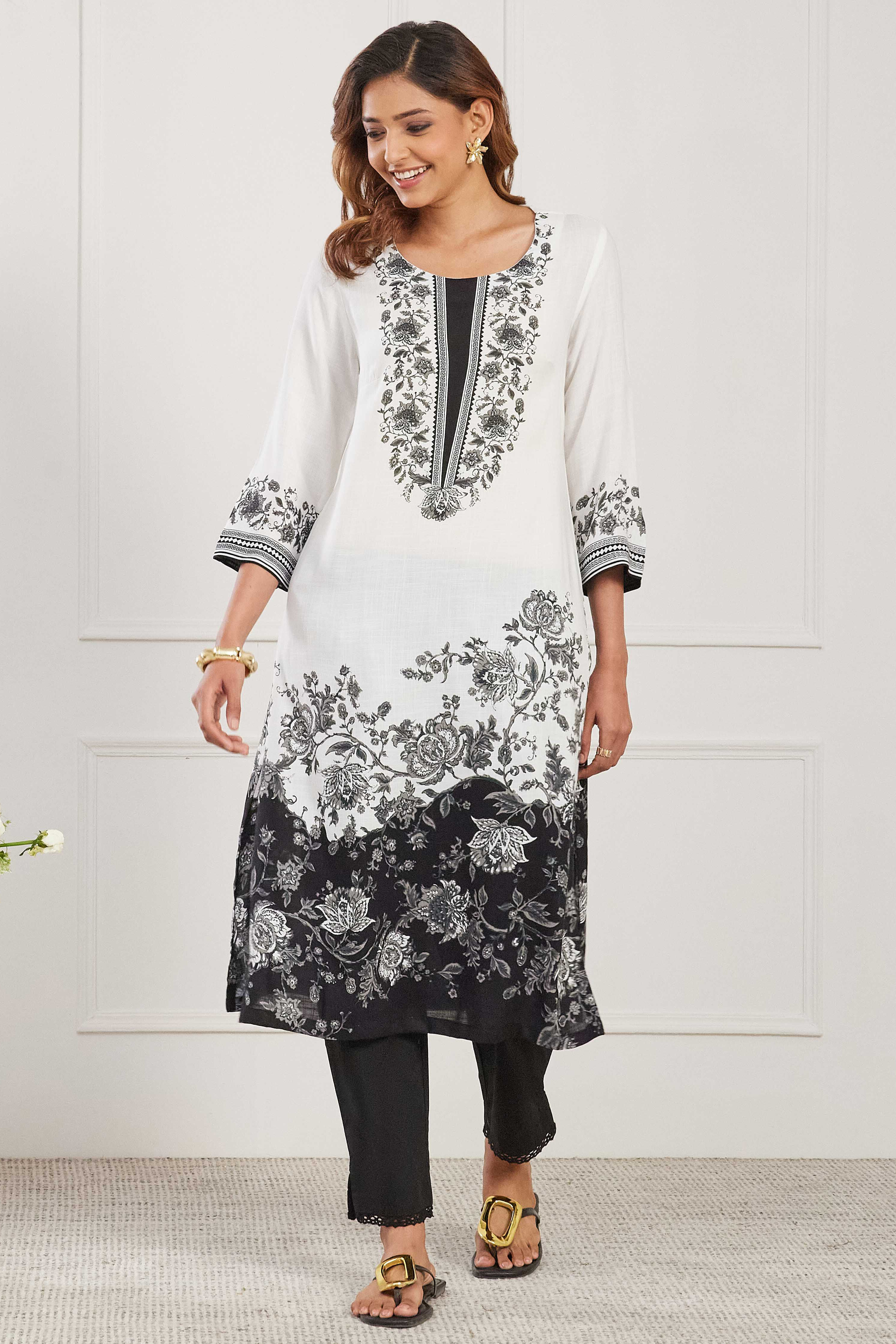 Blue Viscose Rayon Straight Kurta image number 5