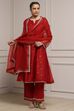 Red Polyester Kalidar Printed Suit Set