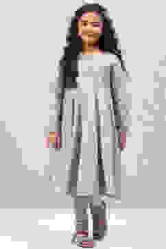 Powder Blue Art Silk Anarkali Kurta Churidar Suit Set image number 5