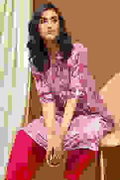 Cream Polyester Straight Kurta image number 0