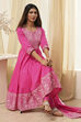 Blue Cotton Embroidered Anarkali Suit Set image number 0