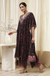Purple Art Silk A-Line Kurta Palazzo Suit Set image number 3