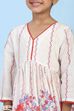 Off White Cotton Printed Gathered Suit Set image number 1