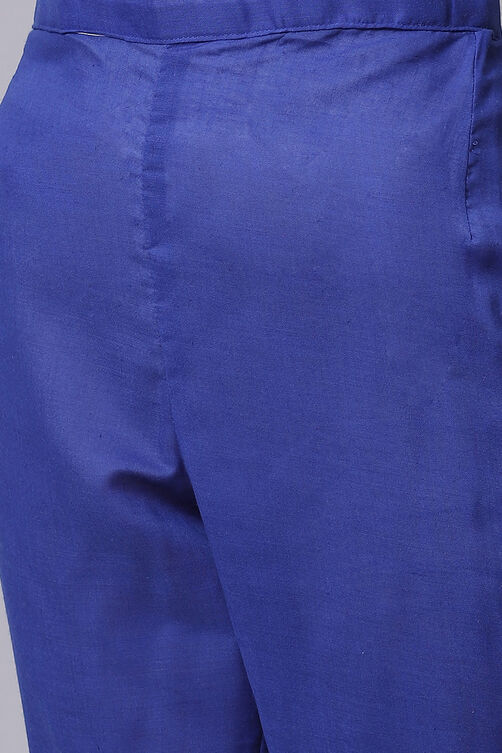 Blue Cotton Unstitched Dress Material Suit Set image number 7