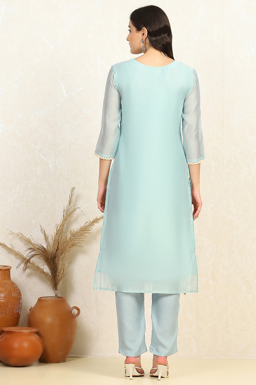 Baby Pink Chanderi Unstitched Suit Set image number 5