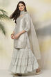 Powder Blue Poly Metallic Straight Suit Set image number 5