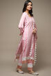 Light Pink Muslin Lace Unstitched Suit Set image number 7