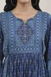 Indigo Ethnic Motifs Flared Midi Dress image number 1