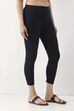 Maroon Cotton Lycra Solid Fitted Cropped Leggings image number 3
