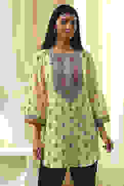 Beige Viscose Printed Straight  Short Kurta image number 5