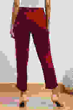 Maroon Viscose Slim Solid Pants image number 4