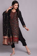 Black Woolen A-Line Kurta Narrow Pants Suit Set image number 5