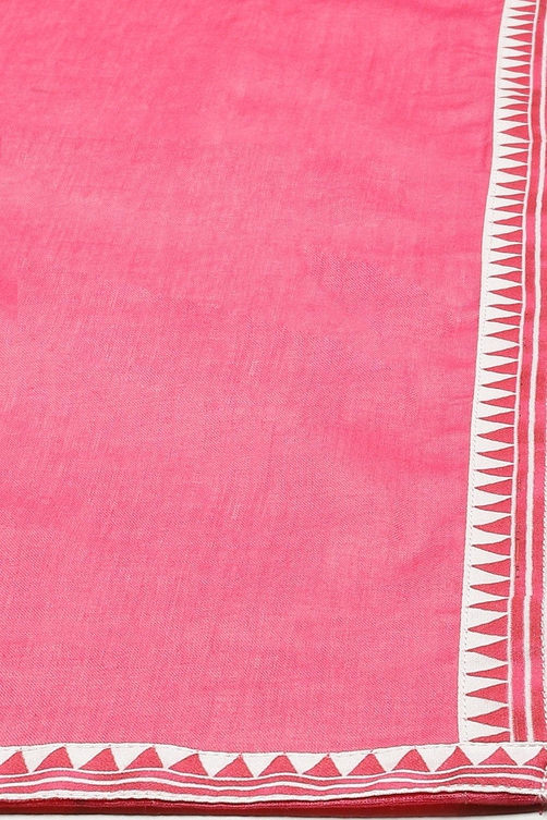 Off White Cotton Straight Kurta Palazzo Suit Set image number 3