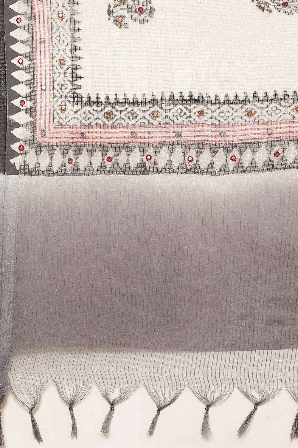 Off White Cotton Handloom Unstitched Suit Set image number 2