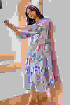 Powder Blue Cotton Tiered Dress image number 2