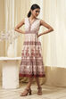 White and Rust Cotton Tiered Dress image number 0