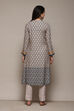 Light Grey Rayon Tiered Kurta Printed Kurta image number 4